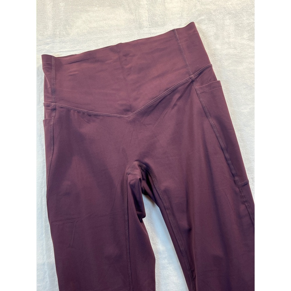 Halara High Waisted Tummy Control Leggings Purple Plum Side Pockets Medium Reg